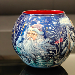 Вазочка с ручной росписью Палех "Морозко"