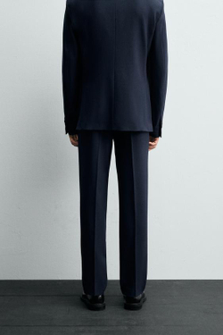 ZARA КОСТЮМНЫЕ БРЮКИ SLIM FIT, ТЕМНО-СИНИЙ