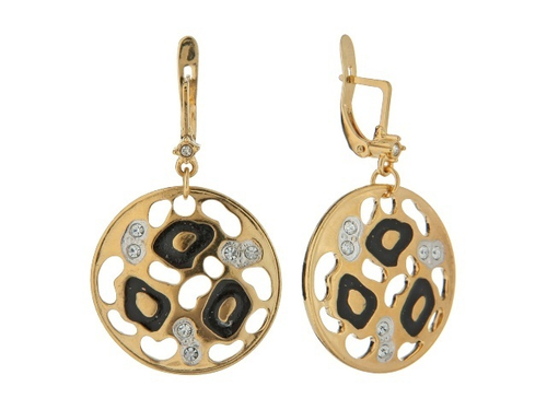 "Хайра" серьги в золотом покрытии из коллекции "Дикие кошки" от Jenavi  с английским замком