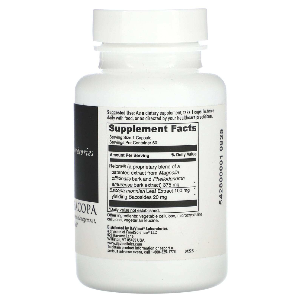 DaVinci Laboratories, Relora с бакопой, 60 капсул