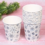 Стакан бумажный 0,2л в наборе 10 шт «Снежные искры», голубой