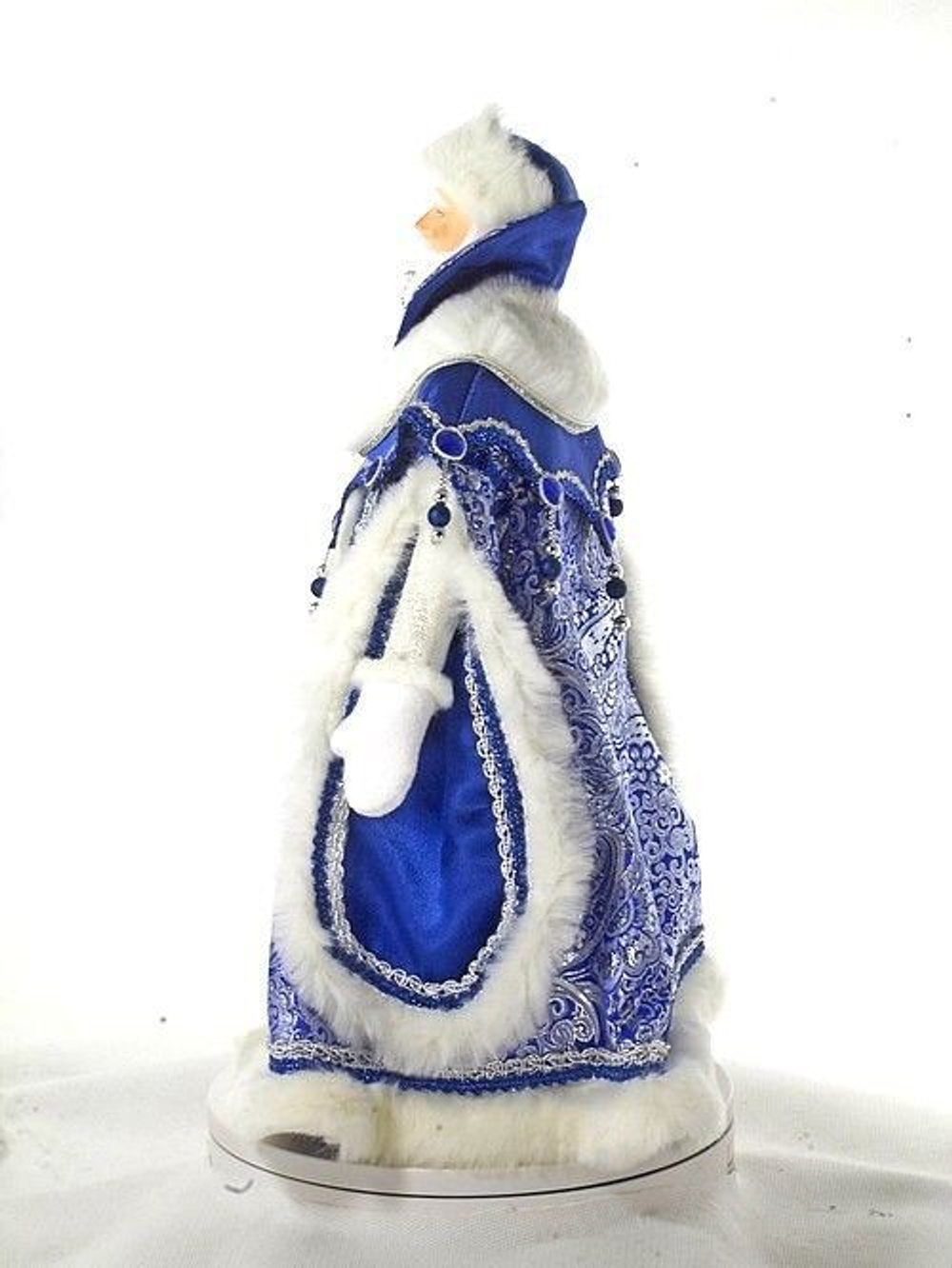 Кукла коллекционная Дед Мороз в боярской шубе из парчи с посохом