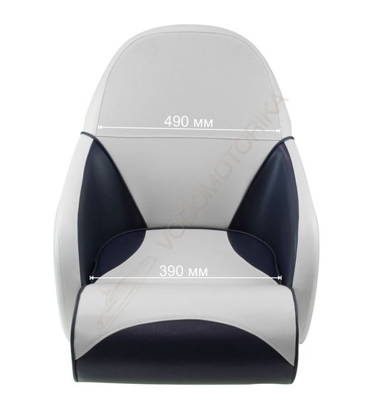 Кресло OCEAN 51 мягкое, подставка, обивка бело-синий винил (1070200010)