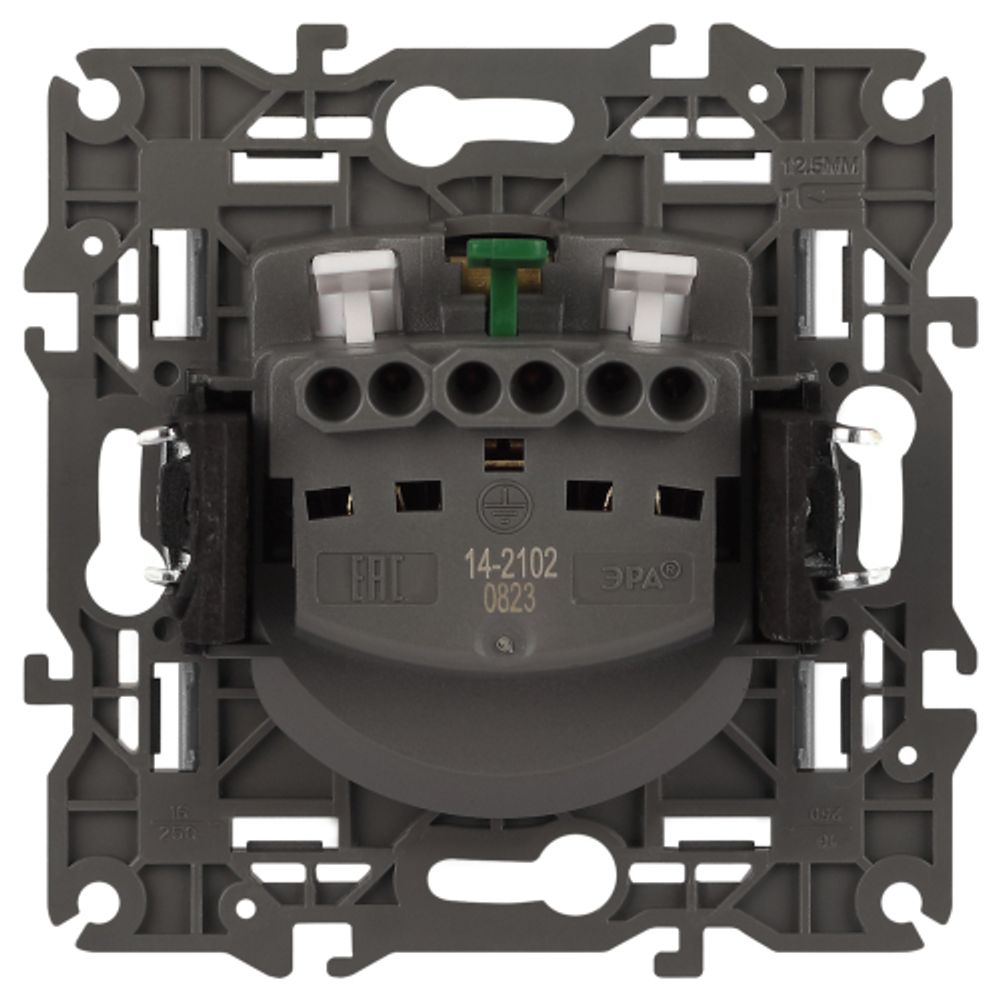 14-2102-03 ЭРА Розетка 2P+E Schuko со шторками, 16A-250В, IP20, Эра Elegance, алюминий | Elegance Алюминий