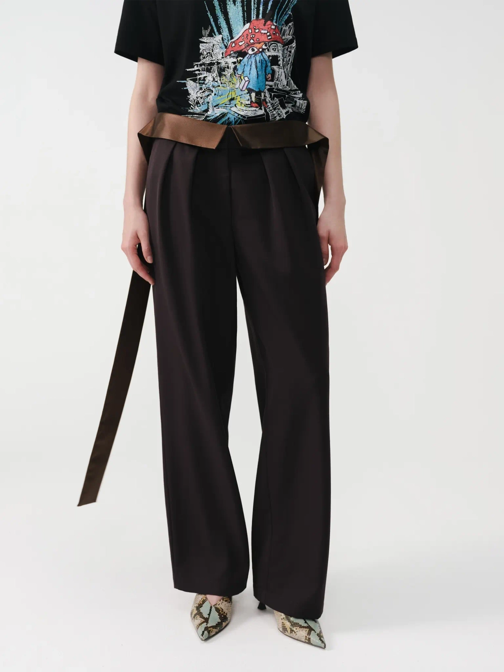 Брюки с декоративной лентой OLA OLA