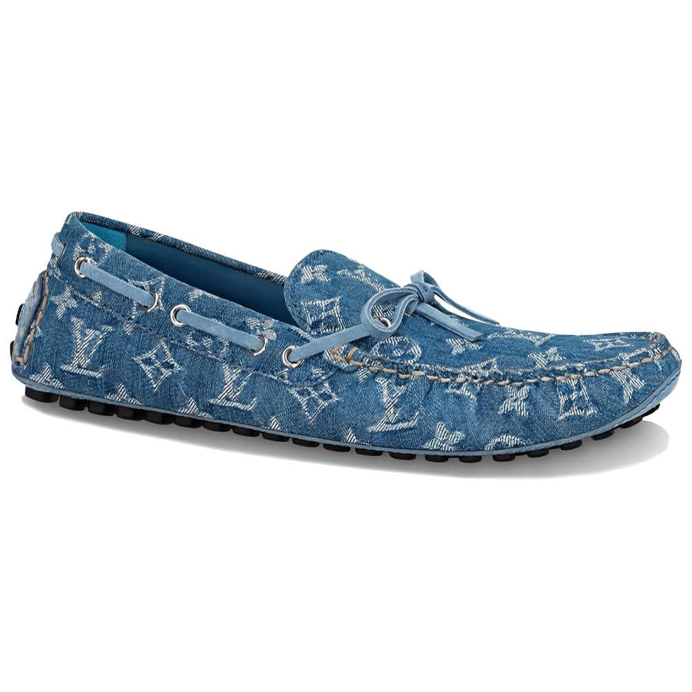LOUIS VUITTON Arizona Denim Monogram Casual Shoes Men"s Sea Blue