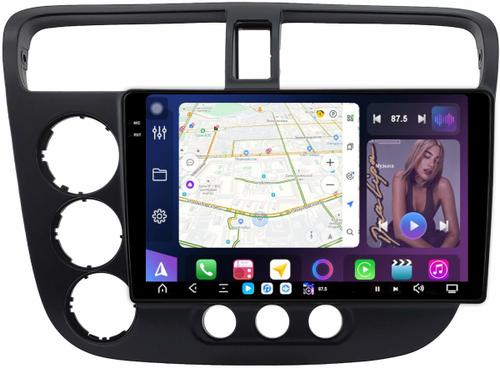 Магнитола для Honda Civic 7 2001-2005 левый руль - FarCar S500-TS20 монитор 9.5" 2K QLED на Android 14, Быстрейшая, CarPlay, 4G SIM-слот