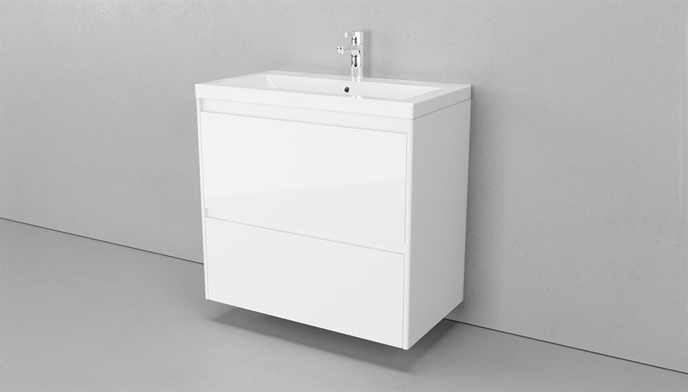Тумба подвесная VELVEX Klaufs 80.2Y-616.216 с раковиной Cersanit COMO 80