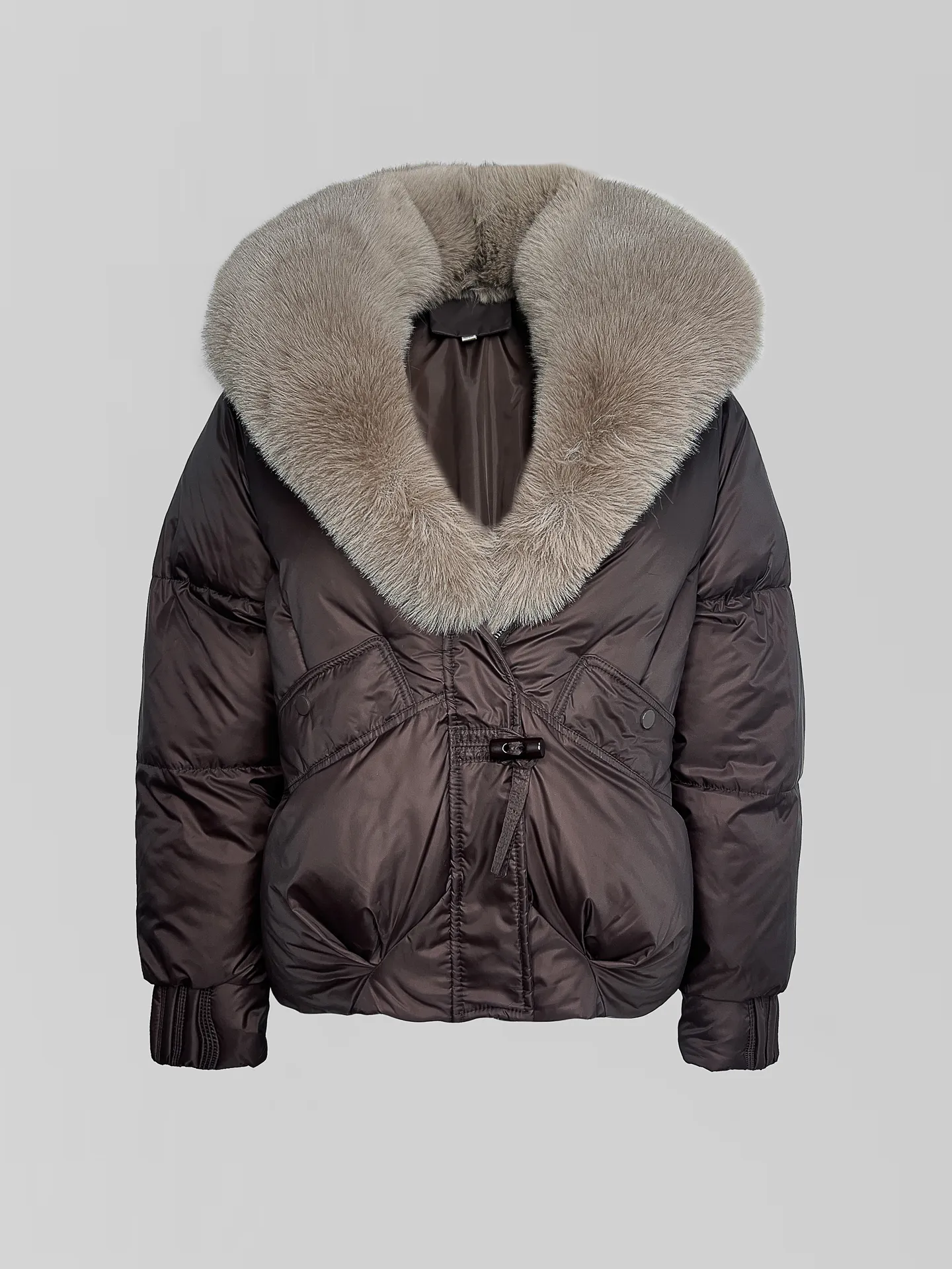 Куртка MisterFFour 25125 однотонная на молнии с меховым воротником