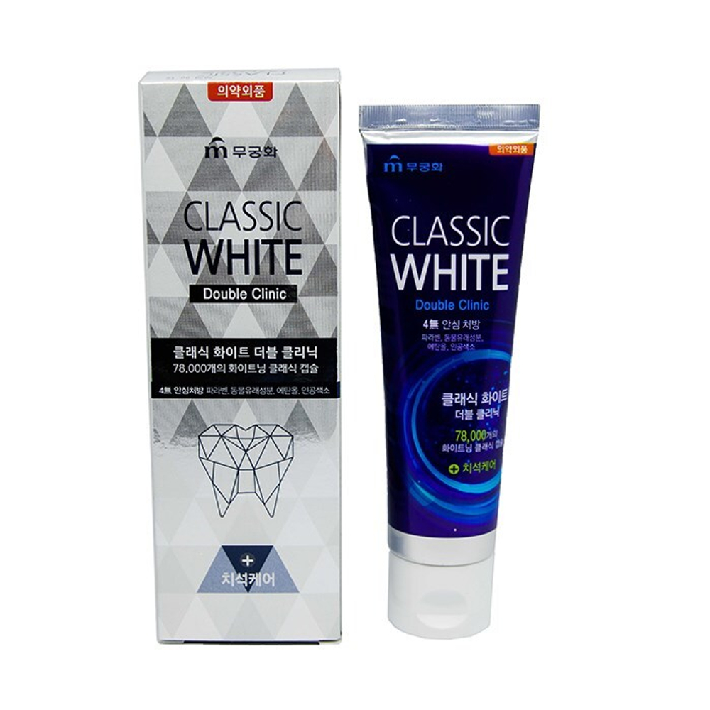 [Mukunghwa] Classic White Double Clinic - Отбеливающая зубная паста с ароматом мяты, 110 гр