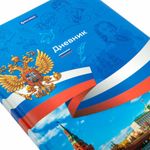 Дневник 1-11 класс 48 л., кожзам (твердая с поролоном), печать, цветной блок, BRAUBERG, "Россия", 106954