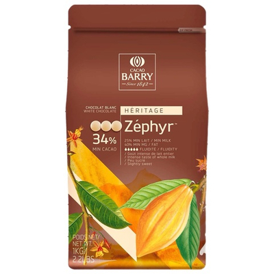 Шоколад белый 34% «Cacao Barry» Zephyr 1 кг