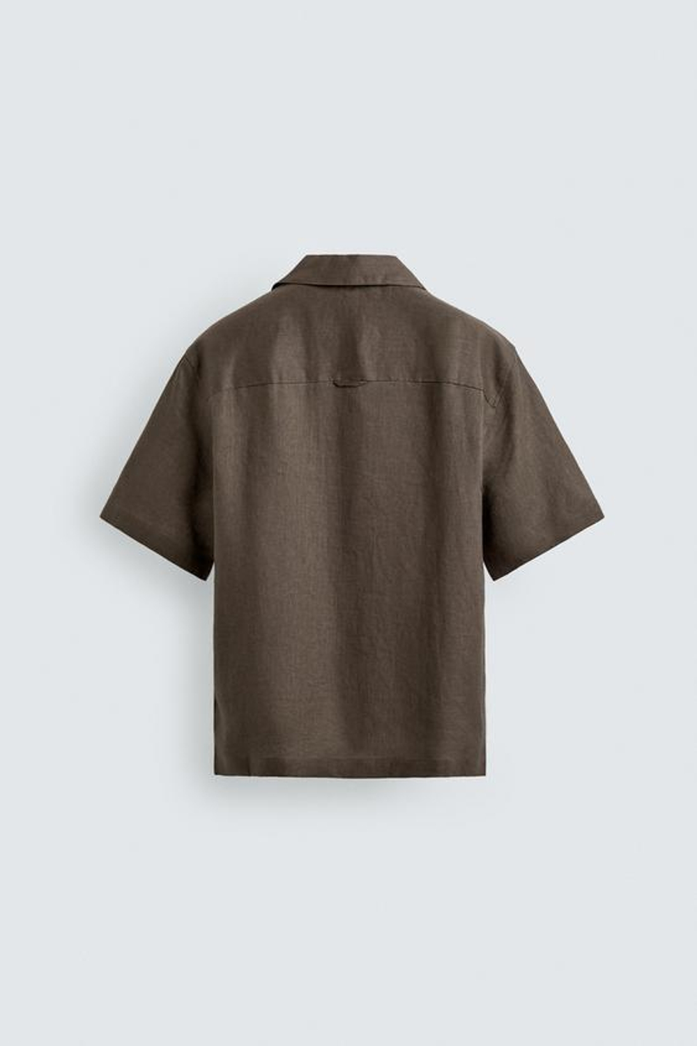 ZARА РУБАШКА RELAXED FIT ИЗ 100% ЛЬНА, СЕРОВАТО-КОРИЧНЕВЫЙ