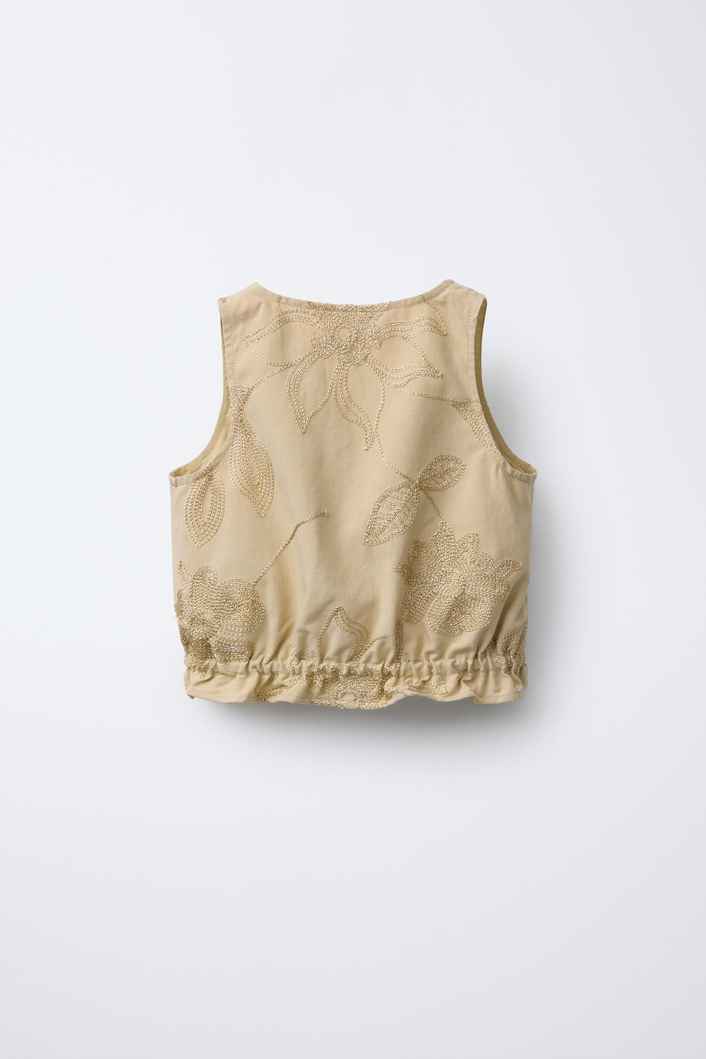 ZARA ТОП С ВЫШИВКОЙ, СВЕТЛО-БЕЖЕВЫЙ