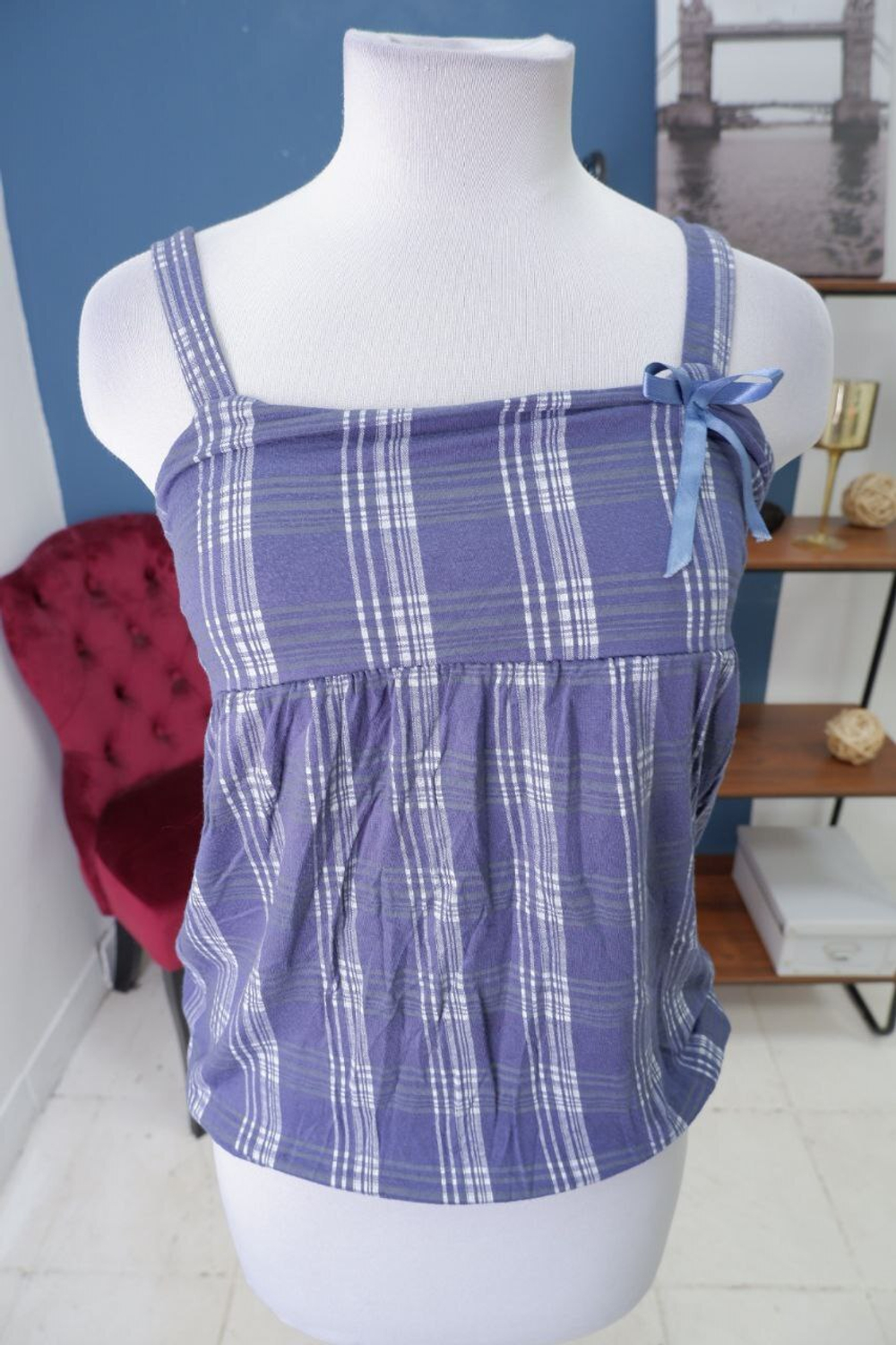 Топ из вискозы в клетку 44-46 размер