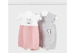 Песочник для девочки Mayoral Newborn Зебра Розовая пудра, 2 шт.