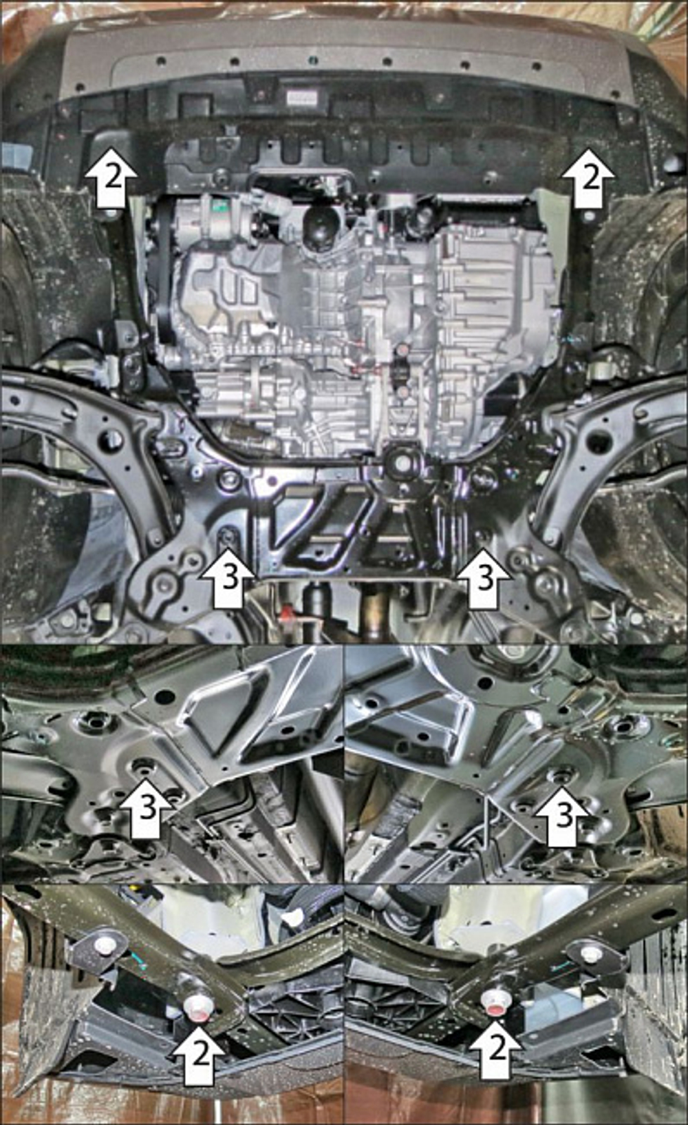 Защита картера Двигателя, КПП. 2 мм, Сталь. для Haval H3 2024-н.в. MOTODOR.73108