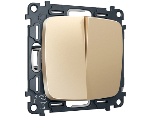 MO603020 Комплект механизма 2-кл проходного выключателя OMEGA Шампань QUANT (OP6030, VM120)