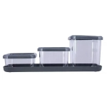 Набор емкостей для сыпучих Cubbo Scandi на подставке 3шт, 0,4+0,6+0,9л, Серый