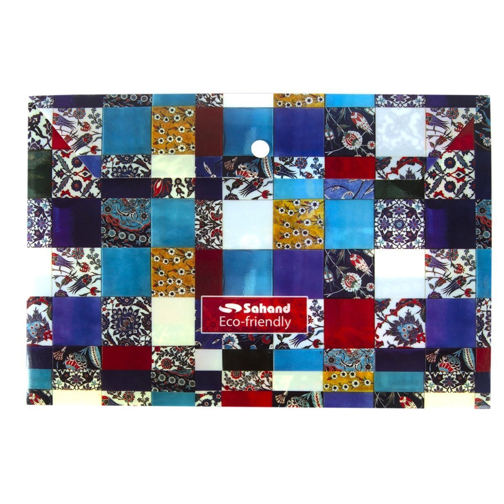 Папка-конверт на кнопке, Sahand, A4 220х320 мм, 180 мкм, пластик, с рисунком, "Classic", ассотри