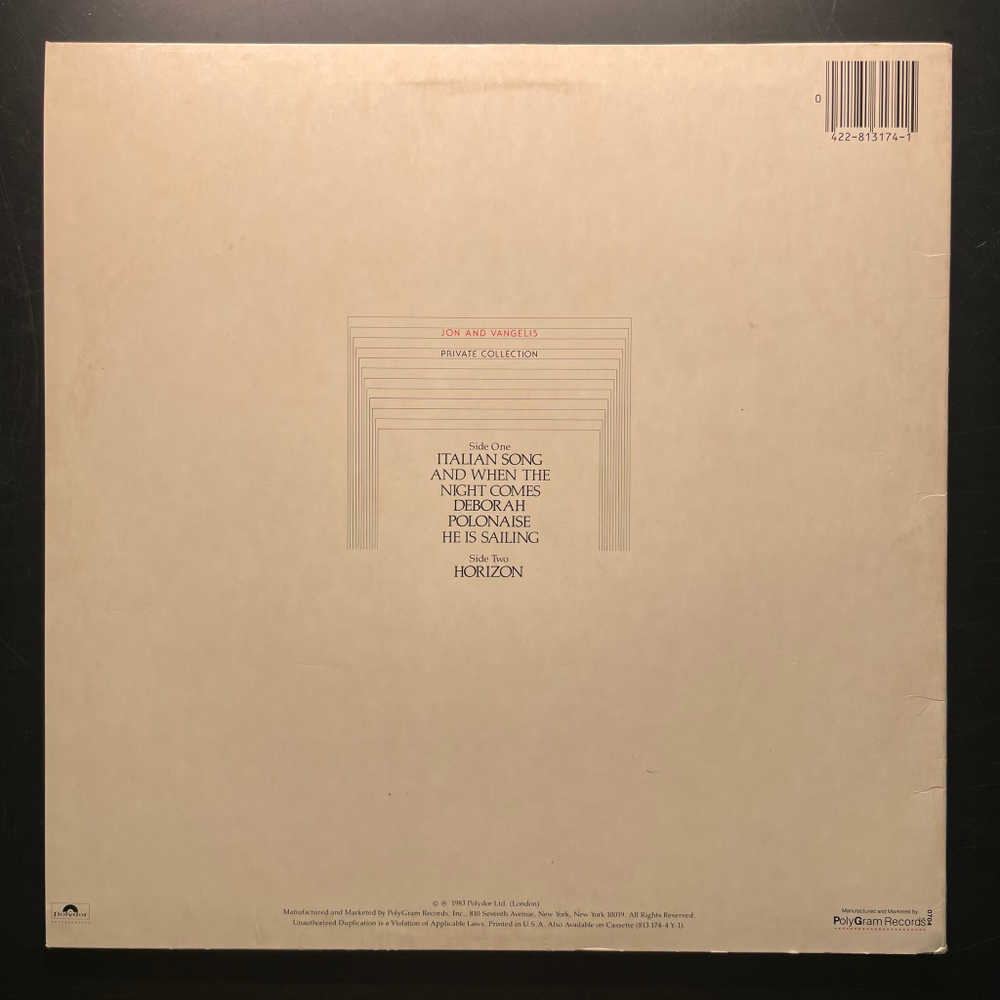 Jon And Vangelis – Private Collection (Япония 1969г.)