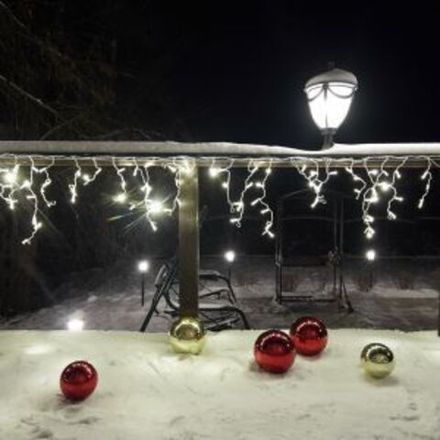 Гирлянда Айсикл (бахрома) светодиодный, 2,4 х 0,6 м, белый провод, 230 В, диоды ТЕПЛЫЙ БЕЛЫЙ, 88 LED