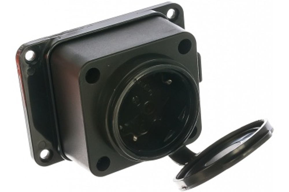 Розетка 1 местная каучук с/з 16А 250В IP44