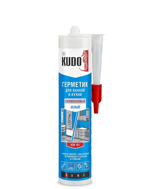 Герметик для ванной и кухни KUDO HOME KSK-181 силиконовый белый, 280 мл