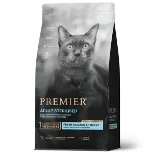 Сухой корм Premier Cat Salmon&Turkey Sterilised для стерилизованных кошек из свежего филе лосося с индейкой Сухой корм Premier Cat Salmon&Turkey Sterilised для стерилизованных кошек из свежего филе лосося с индейкой