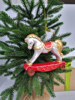 Лошадка Каталка ёлочная игиушка из фарфора