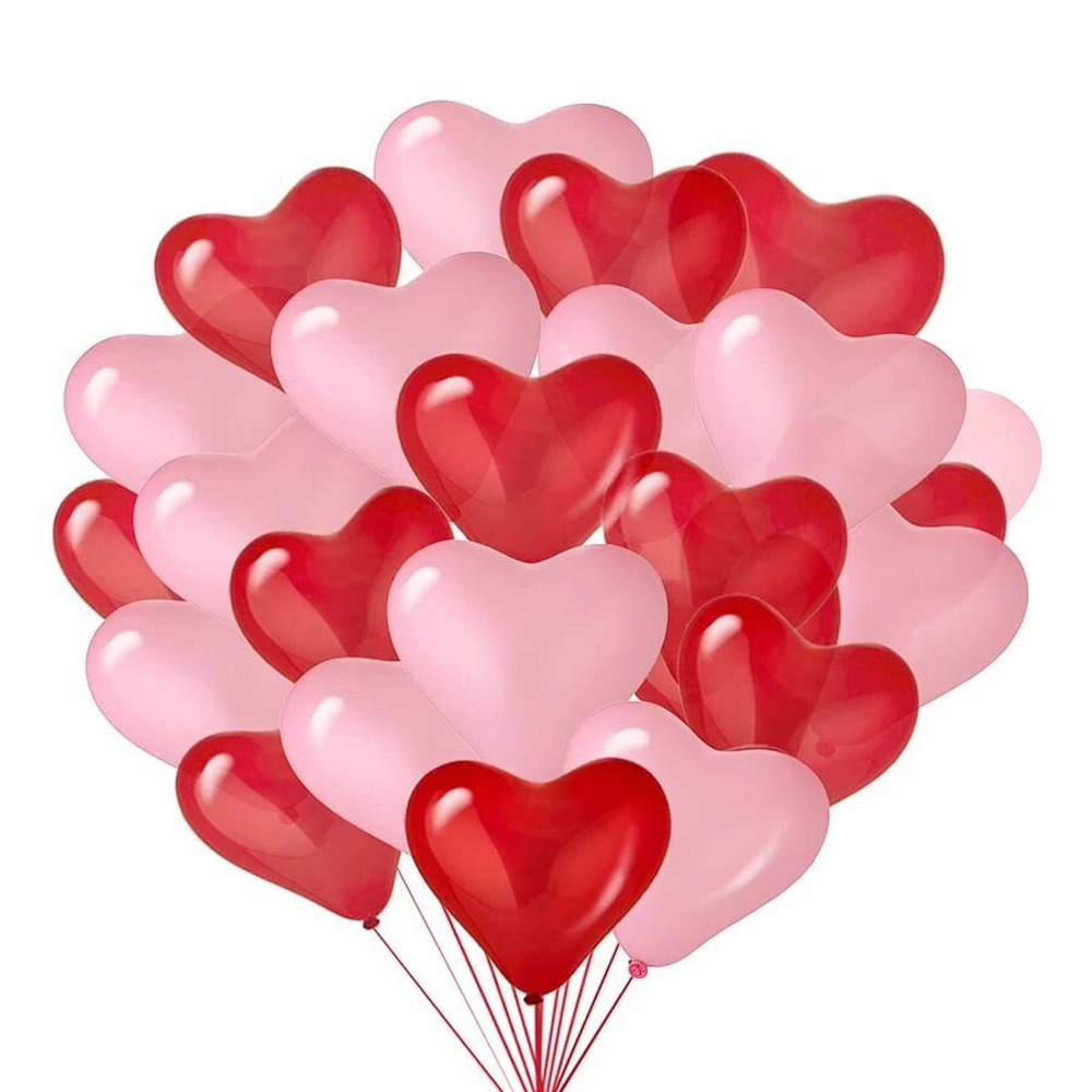 Облако шариков сердец розово-красных - 25 сердец