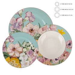 Набор тарелок 6 шт "Flowers" d=27/21,5см/19см (фарфор) (подарочная упаковка)