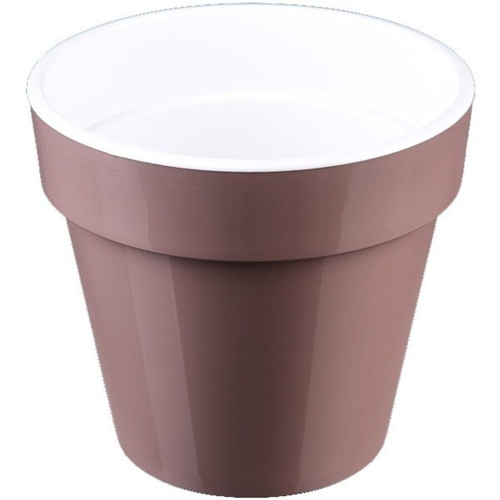 Кашпо для цветов пластиковое 9л d-27,5см «Порто» со вставкой мокко