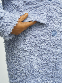 Премиальная шуба чебурашка Люкс эко-мех, голубая, SilverFox