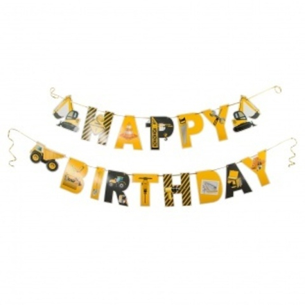 Гирлянда Happy Birthday (детская спецтехника), Ассорти, 500 см, 17*13 см, 1 шт.