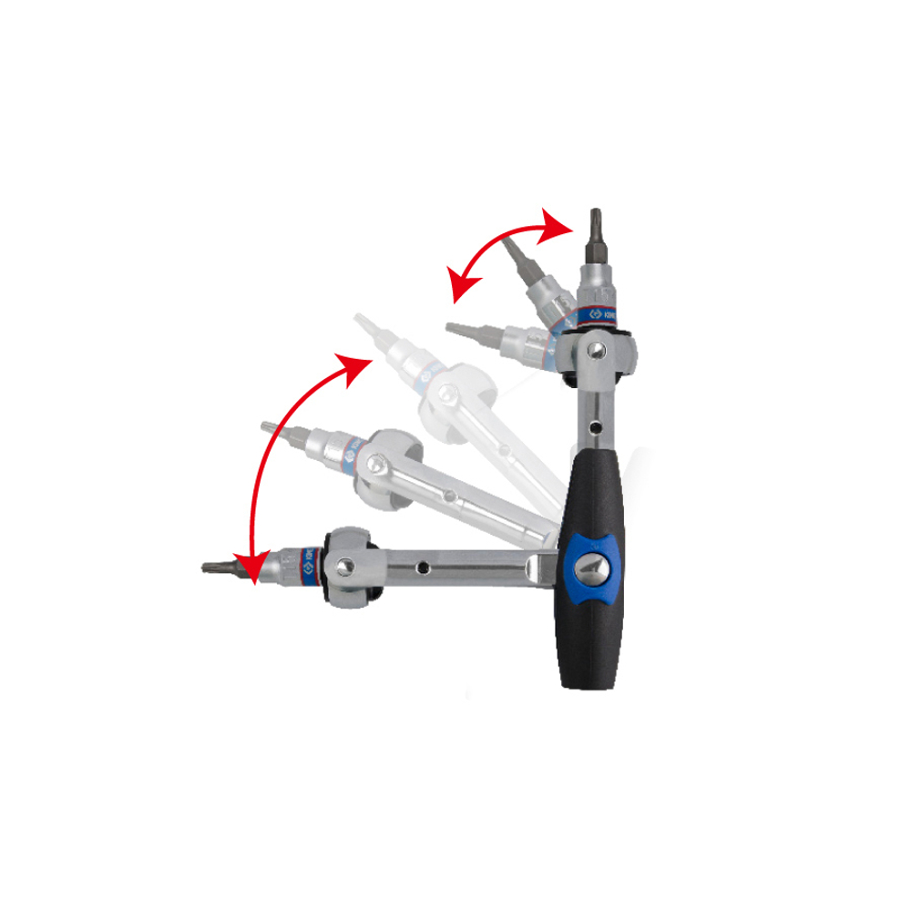 KING TONY (2752-45G) Трещотка 1/4", 114 мм, 72 зубца, дисковый механизм, поворотная голова с кнопкой