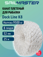 Канат плетеный швартовый SailMaster 8-и прядный Dock Line К8, 20,0 мм, черный, 4500 кгс, 6 м, пакет