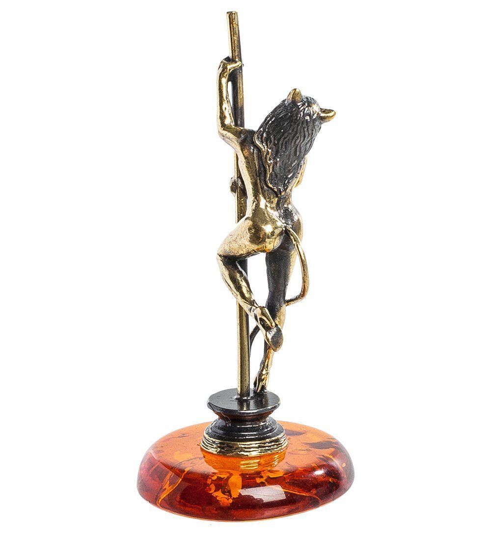 Народные промыслы AM- 380 Фигурка «Кошечка на шесте» (латунь, янтарь)