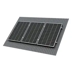 Крепёж трёх солнечных батарей 300-600 Вт на наклонную крышу. 70 мм