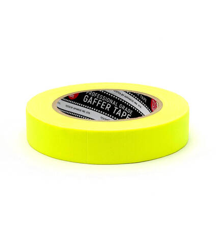 Профессиональный тейп 120mesh @trueGAFF 25мм/25м - Ярко Желтый (Светится в ультрафиолете) на тканевой основе для киносъемок и сцен тип Gaffer Pro tape