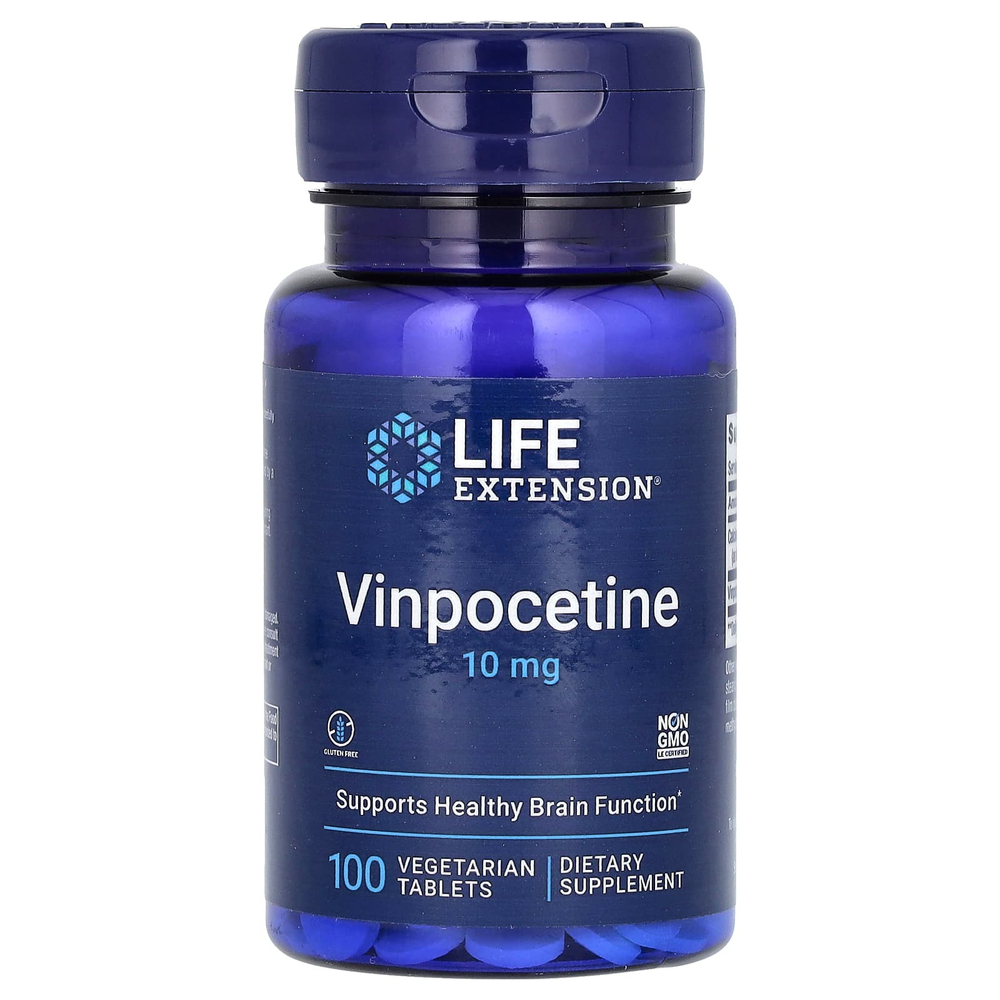 Life Extension, Винпоцетин, 10 мг, 100 вегетарианских таблеток