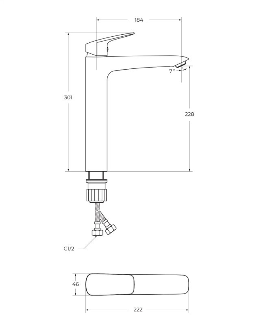 Cмеситель BelBagno для накладных раковин DUE-LMC-GM-W0 без донного клапана
