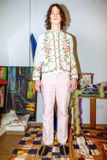 Рубашка Soeurs Украшенная Яркой Вышивкой / Big Pink Flowers Long Sleeve белая