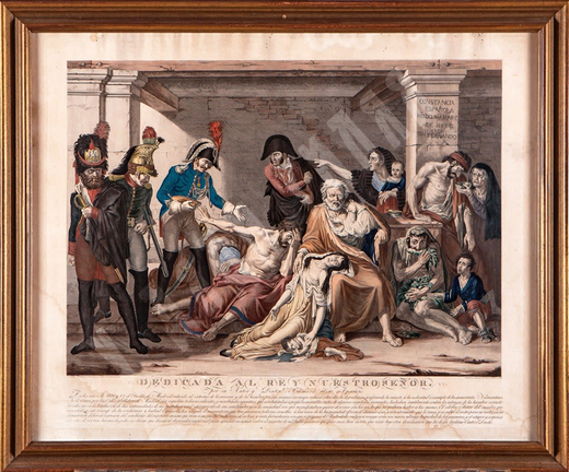 Гравюра Антонио Раффаэле Кальяно по рис. Хосе Апарисио. Год голода в Мадриде. 1820 г.