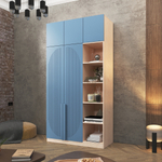 Шкаф Агератум МДФ двухсекционный с антресолью и стеллажом Сапфир структурный (0,3) G4018-62A матовая - Дуб молочный 8622  150*45*260