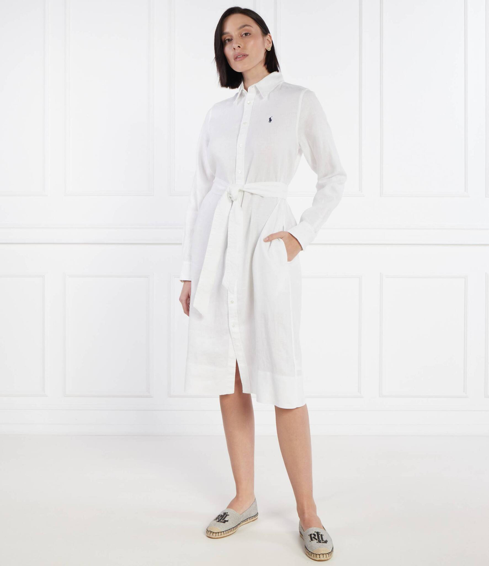 Льняное платье с ремешком LS KGSLY POLO RALPH LAUREN - белый(211943992)