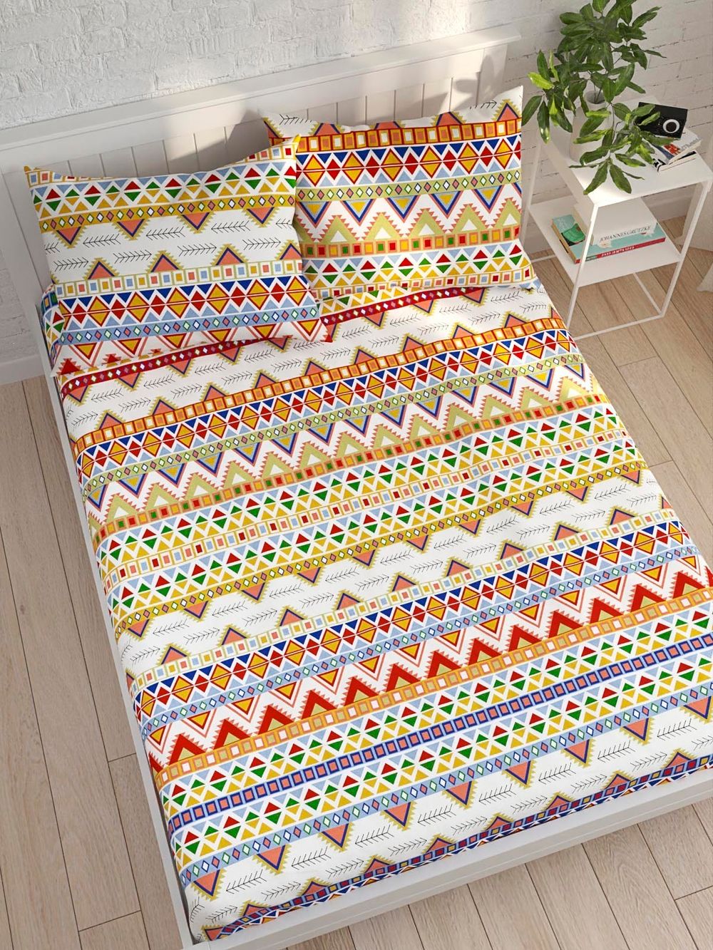 Постельное белье Сказка "Сказки севера/Орнамент" 1,5-сп Наволочка 70х70 см 1 шт Простынь на резинке 90х200 см Пододеяльник 145х215 см, перкаль