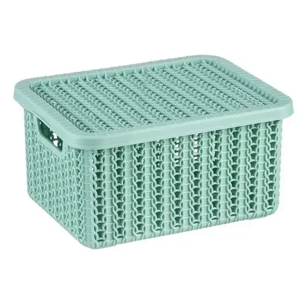 Коробка ВЯЗАНИЕ 1,5л с крышкой Фисташковый 0,085,148х0,17м