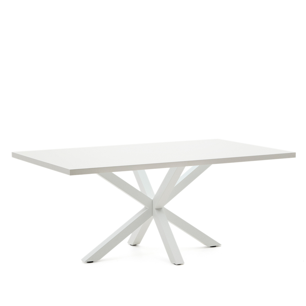 Белый лакированный стол Arya со стальными ножками 200x100