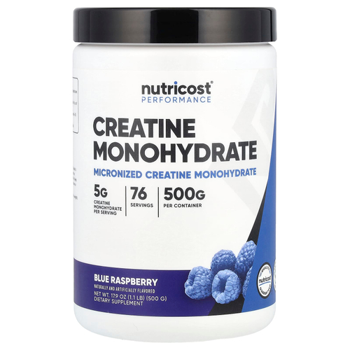 Nutricost, ​Performance, моногидрат креатина, со вкусом голубой малины, 500 г (17,9 унции)